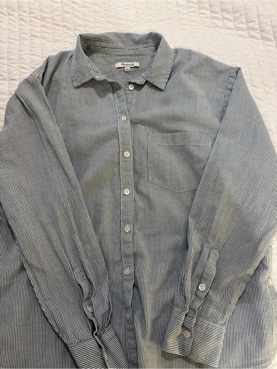 Madewell Tops - Madewell Blue and White Pinstripe Button-Down Shirt